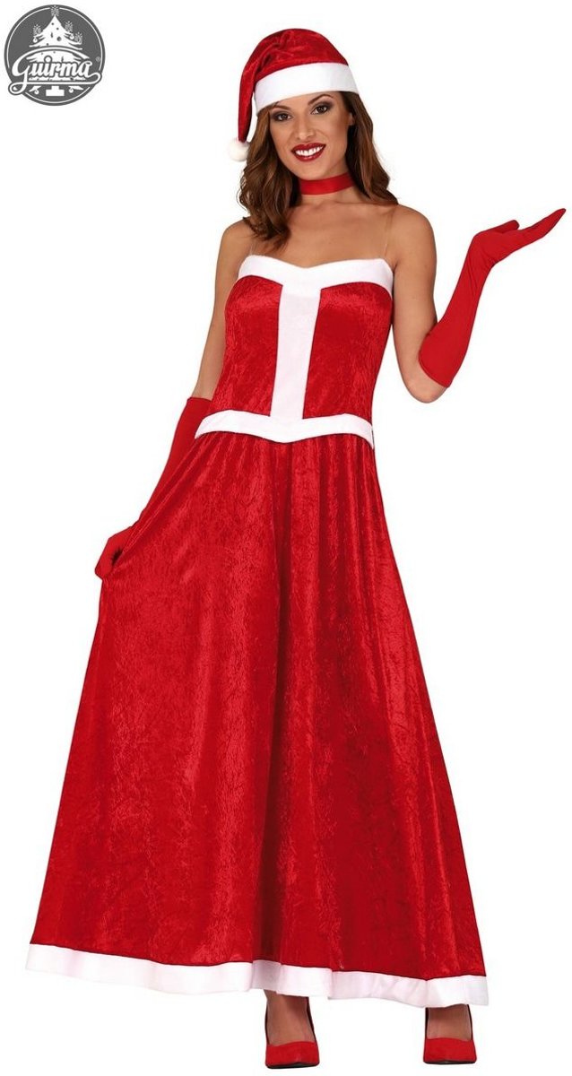 Kerst & Oud & Nieuw Kostuum | Elegant Blote Schouders Moeder Kerstmis | Vrouw | Maat 42-44 | Kerst | Verkleedkleding